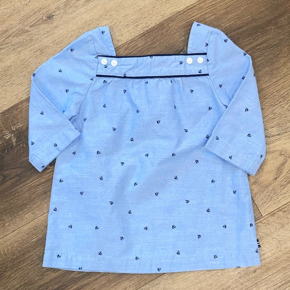 Nautica Blue Sailor Top Sailboat Nautical Boat Shirt Blouse Vacation Summer 3T